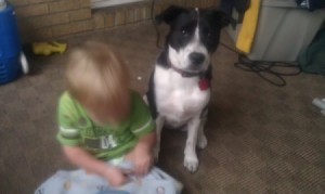 Child and dog.