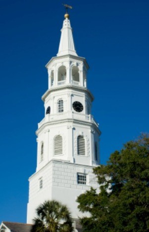 historic church steeple in Charleston, SC