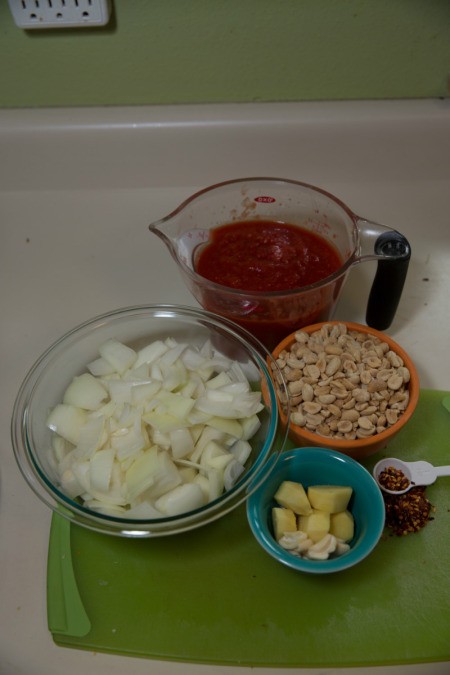 Ingredients for African peanut soup.