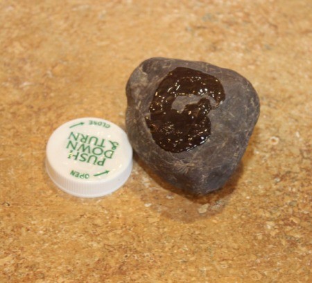 glue on lid and rock