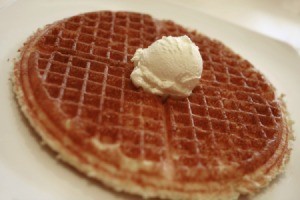 Whipped butter on a waffle.