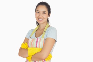 A woman who owns a professional cleaning business.