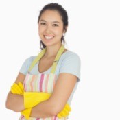 A woman who owns a professional cleaning business.