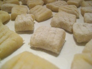 Gnocchi ready to boil.