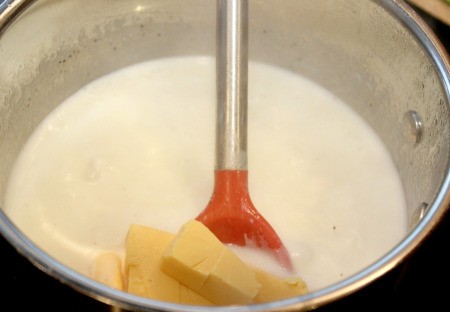 add milk and velveeta
