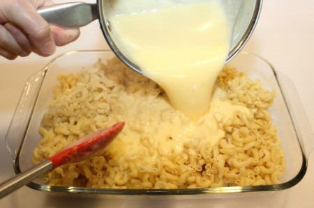 pour in cheese sauce