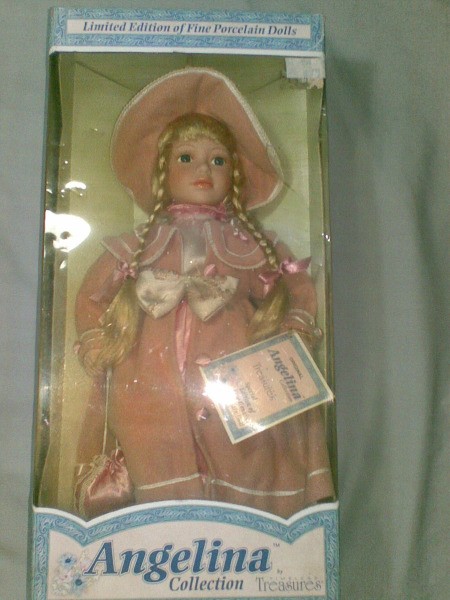 Angelina doll in box.