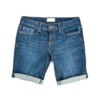 Shorts made from blue jeans.