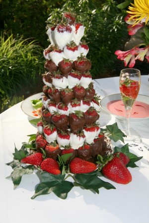 Chocolate covered strawberry centerpiece.