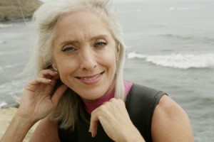 woman with long gray hair.