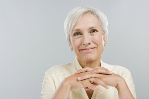 gray haired woman