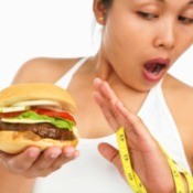 Woman Avoiding Fast Food