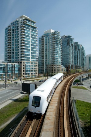 City With Elevated Lightrail