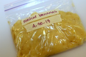 mashed bananas in baggie