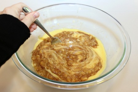 mix in banana mixture