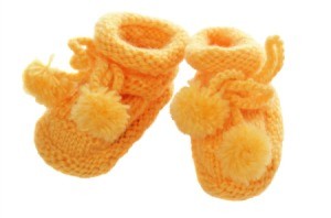 Orange Crocheted Baby Slippers
