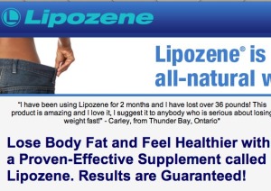 Screenshot of Lipozene's website.
