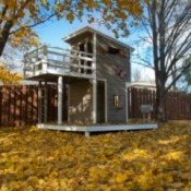 Two story backyard playhouse.