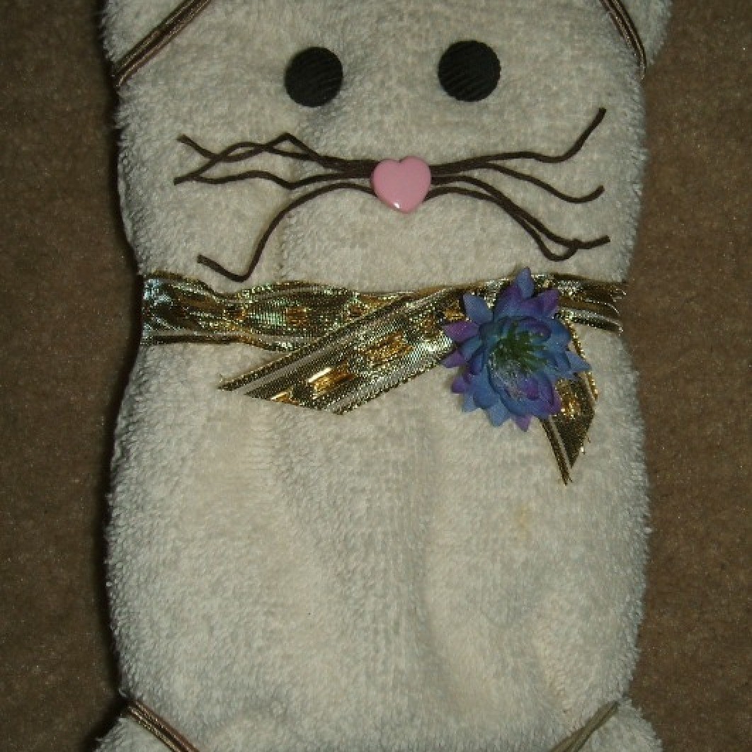 Folded Towel Cat ThriftyFun