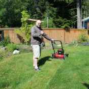 mowing the lawn