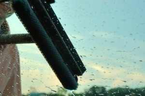 cleaning a windshield