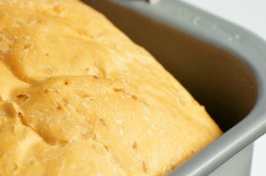 bread loaf in a bread machine pan