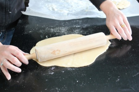 Rolling dough.