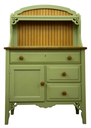 Green painted cupboard.