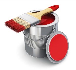 paint can with red paint