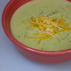 A bowl with potato leek soup made in the crockpot.