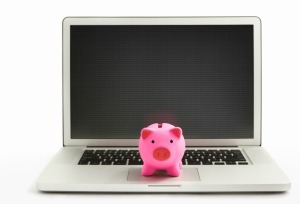 computer with a piggy bank