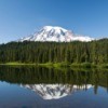 Photo of a Mt. Rainier in Reflection Lake.