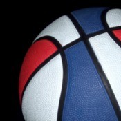 red white and blue basketball