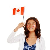 A girl celebrating Canada Day.
