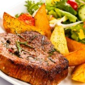 Braised Pork Chop, Potatoes and Vegetables