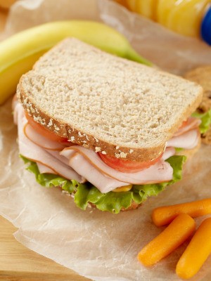 Sandwich with a packed lunch.