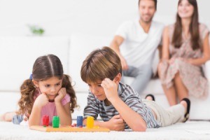 Family playing games.