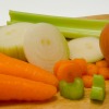 Cutting stew vegetables.