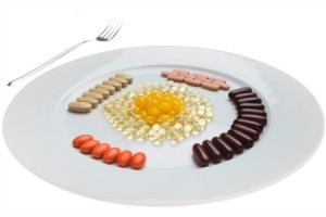 A plate full of supplements.