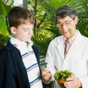 Teacher with Student in a Botanical Garden