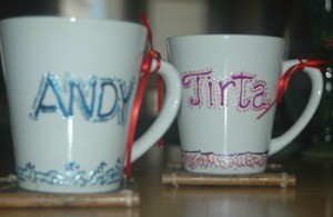 Personalized mugs.