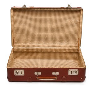 An old suitcase sitting open.
