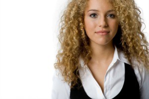 Girl with puffy hair.