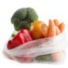 Plastic produce bag full of vegetables.
