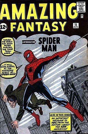 Spider-man comic, Amazing Fantasy #15, the first appearance of Spider-Man