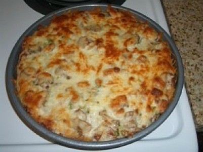 Baked Spaghetti Pizza Pie: Fresh out of the oven.