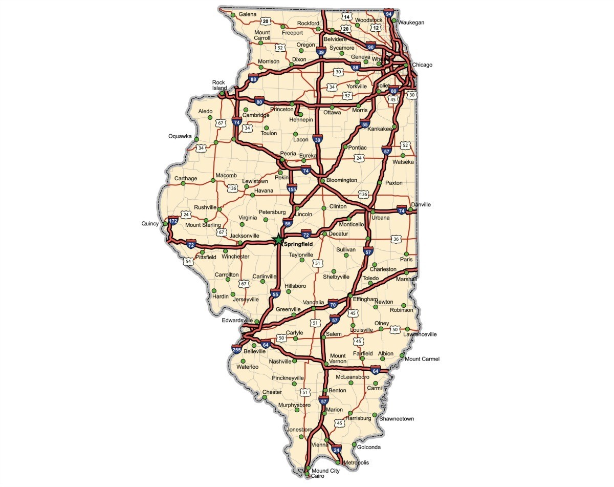 Иллинойс на карте. Illinois Map. Е80 Highway Map.