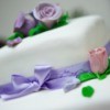 Engagement cake with flowers on it.