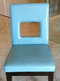 Blue upholstered chair.