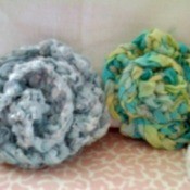 Two crocheted pins.